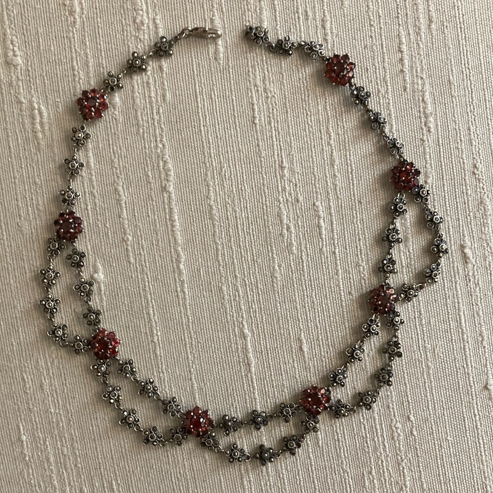 Antique Elegant Silver and Topaz Necklace